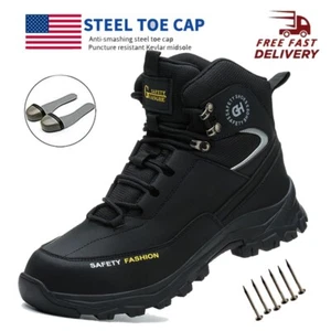Botas de trabajo para hombre Botas con punta de acero Zapatos de seguridad Impermeables Tenis indestructibles - Imagen 1 de 19
