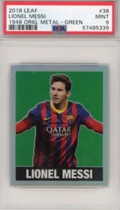 2018 Leaf #38 Lionel Messi 1948 Originals - Green 4/5 PSA 9 Mint FCB 🔥 Rare - Picture 1 of 2