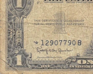 USA / Silver Certificate Star * $1 * Series 1957 B Circulated Banknote A26W - Picture 1 of 3