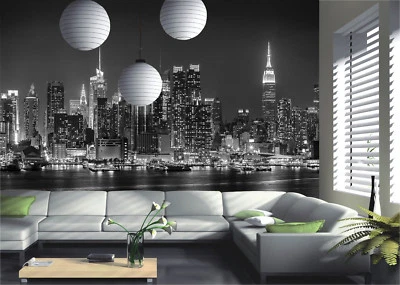 Carta da parati foto notte edificio skyline ponte di Brooklyn New York City decorazione - Immagine 1 di 3