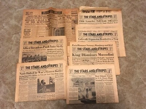 STARS &STRIPES,& DAILY MAIL, 1943, 7 ISSUES,BRITISH ED,  8TH AIR FORCE VET OWNED - Picture 1 of 21