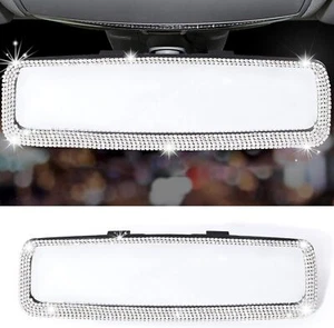Bling Car Rearview Mirror Decorations with HD Glass - White Accessories - Picture 1 of 5