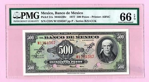 MEXICO 500 Pesos, 1977 p51s, SPECIMEN UNC PMG 66 EPQ  (TK16 191) - Picture 1 of 2