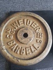 vintage Weider  2- 25 lb. Plates Weights 1" STANDARD HOLE  BARBELL