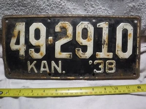 1938 KANSAS LICENSE PLATE - GOOD USED - Picture 1 of 2