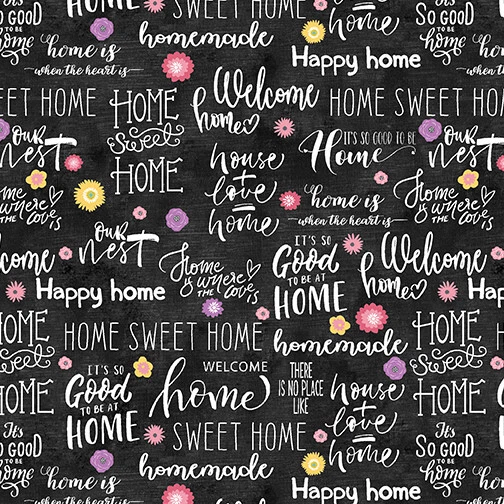 At Hom Sweet Home Words Welcome Fabric Cotton Contempo Studios By The Yard - Image 1 of 1