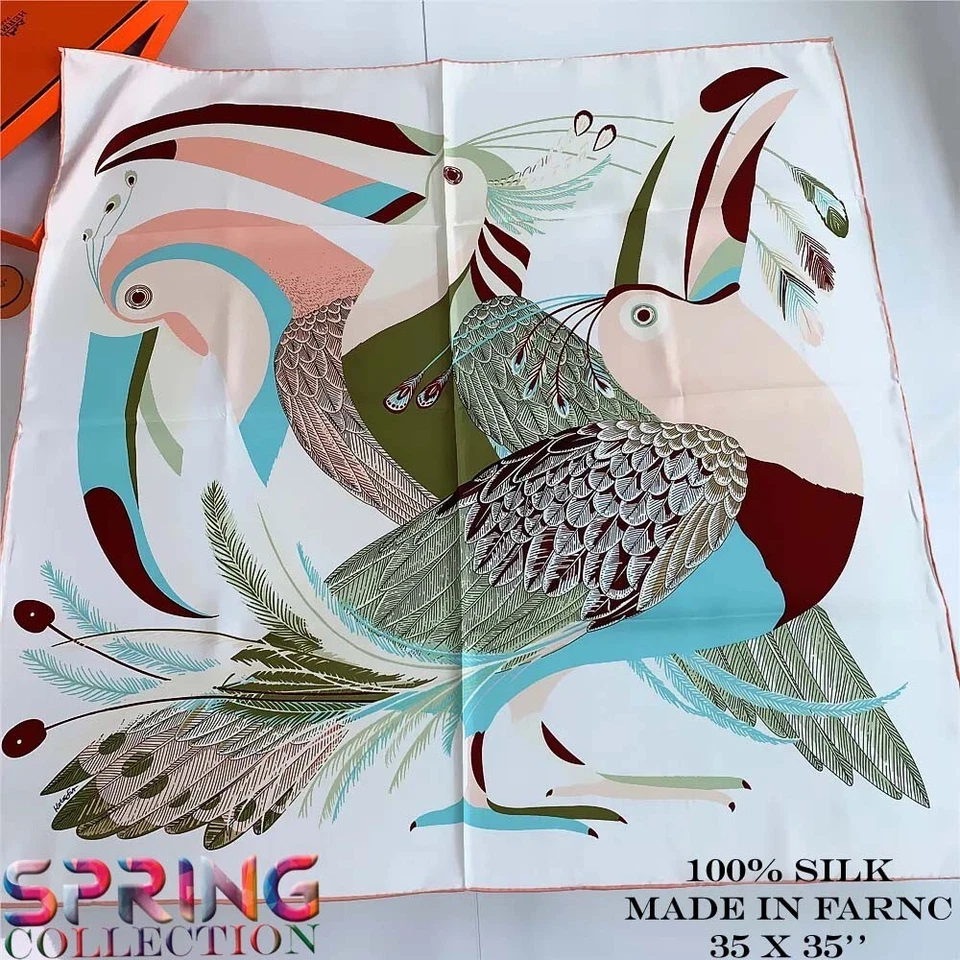 Bufanda cuadrada grande 100 % seda morera para mujer cuello envolturas para el cabello chal 90 cm 35" Foto 1 de 2