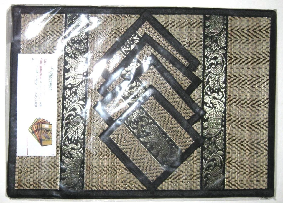 Mantel individual de caña tailandesa elefante posavasos plato mesa de vidrio hecho a mano cena regalo fiesta  Foto 1 de 1