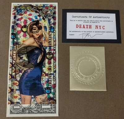 Billete de dólar de Estados Unidos de la muerte de Nueva York edición limitada arte firmado billete de 1 dólar Taylor Swift Murakami Foto 1 de 2