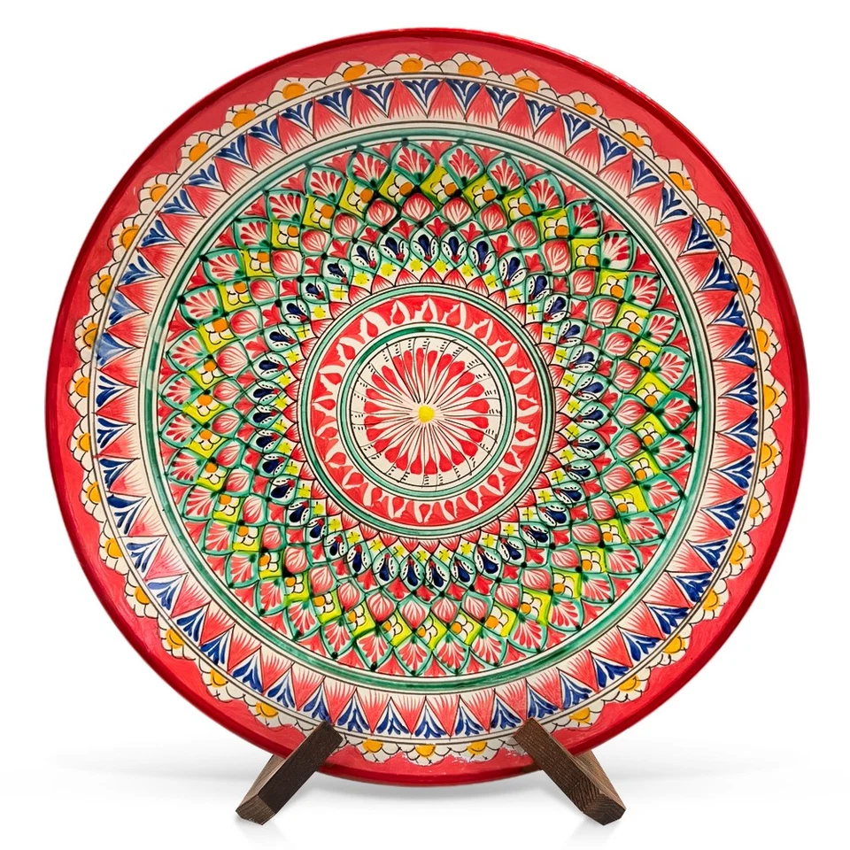 Lagan Risсhtan Keramik Handarbeit Ø 42 cm Kazan Ляган Риштан Muster rot MIX - Bild 1 von 1