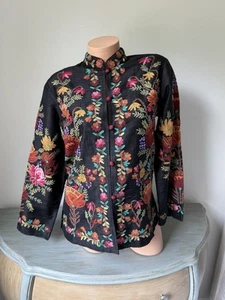 Coldwater Creek Petite Small PS Embroidered Tapestry silk Shacket Top Jacket - Picture 1 of 9