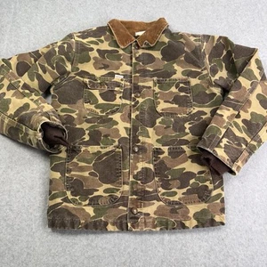 Vintage Carhartt Coat Youth 14 Duck Canvas Camo Hunting Jacket USA Made CQ603 - Picture 1 of 16