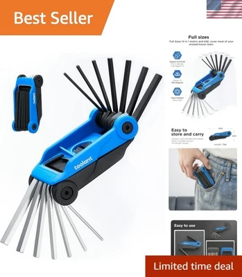 Versátil juego de llaves Allen de 14 piezas - herramientas plegables métricas y SAE con abrebotellas Foto 1 de 4