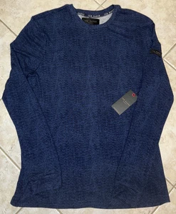 Camiseta Ted Baker London L/S Rib Crew Loungewear Para Hombre M Azul Marino Brezo Nueva con Etiquetas - Imagen 1 de 9