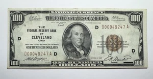 1929 $100 Federal Reserve Bank of Cleveland, Ohio - Picture 1 of 2