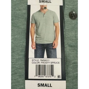 Lucky Brand Men's Henley T-Shirt Small Green Frosty Spruce Short Sleeve Casual - Picture 1 of 6