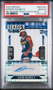 2024 Mosaic Daron Holmes Rookie Season Ticket Auto Blue /49 PSA 10 - Picture 1 of 2