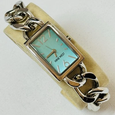 Vintage Nine West Midsized Womens Watch Aqua Silver Chain Bracelet Retro NW/1575 - Image 1 of 4