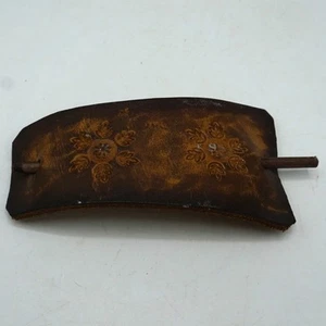 Leather Brown Hair Barrette for Women Handtooled Leather made in Mexico Hippie - Picture 1 of 7
