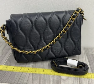 ROBERTA ROSSI QUILTED BLACK LEATHER PURSE BAG HANDBAG POCKET BOOK MADE IT ITALY - Picture 1 of 16