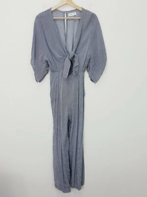 Женский комбинезон FAITHFULL THE BRAND размер 6 или США 2 полоски принт галстук спереди - Изображение 1 из 4