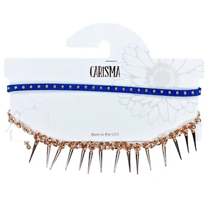 Girocollo Carisma Gold Spike & Blu Scamosciato Gioielli Oro Borchie Girocollo Set 2 Pezzi Nuovo - Foto 1 di 4