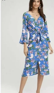 NWT Lulus April Blue Floral Print Tying Front Midi Dress Size S - Picture 1 of 8
