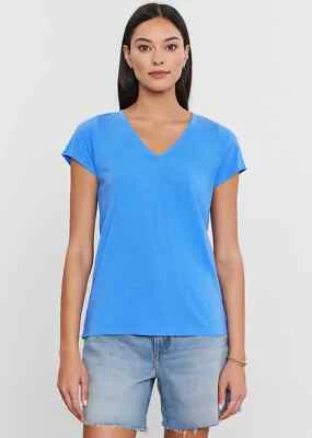 VELVET By Graham & Spencer Jilian V Neck Tee Top Marine S $67 H8 - Image 1 of 3