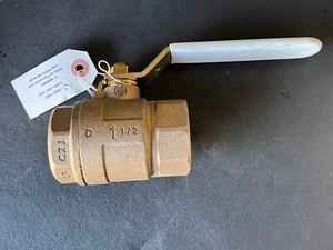 1-1/2" FNPT Lead-Free Bronze Std. Port Ball Valve 150 WSP 600 WOG, MADE IN USA - Picture 1 of 10
