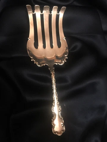 Rare! Antique R.Harris & Co Sterling Silver Large Asparagus Serving Fork 93.3 gm Cover