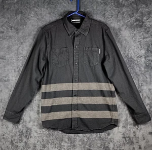 The Hundreds Shirt Men Large Gray Striped Flannel Button Up - Picture 1 of 8