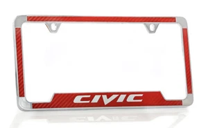 Soporte para matrícula de fibra de carbono simulado rojo Honda Civic - Imagen 1 de 4