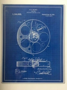 Film Reel Blue Patent Poster In Protective Plastic Sleeve NEW 12 x 14 NEW - Picture 1 of 1