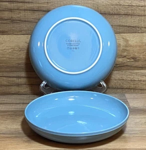 SET OF 2 - CORELLE HAND CRAFTED STONEWARE - 9" NORDIC BLUE LUNCHEON PLATES - EUC - Picture 1 of 5