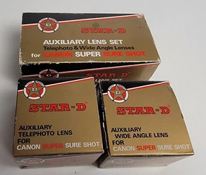 NOS Star-D Auxiliary Lens Set Telephoto Wide Angle Lenses Canon Super Sure Shot - Picture 1 of 1