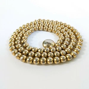 Vintage Gold Tone Round Beaded 25" Necklace Chain Marvella - Picture 1 of 7