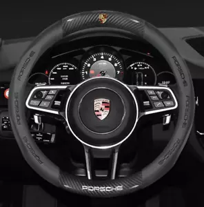 15" PU Leder+Kohlefaser Lenkradabdeckung für 1900-2024 Porsche Alle Autos - Picture 1 of 14
