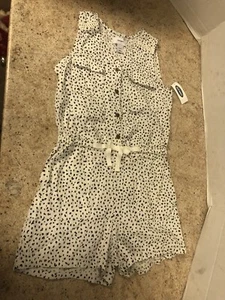 Old Navy White Cheetah Print Romper Tank Shorts Youth Large 10/12 - Picture 1 of 12