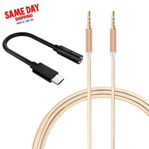 3.5mm Male to Male Stereo Audio AUX Cable Type C Adapter f Samsung Galaxy Note 8 - Picture 1 of 1