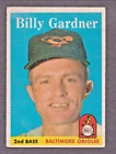 1958 "TOPPS" No 105 "BILLY GARDNER" BALTIMORE ORIOLES BASEBALL CARD VG