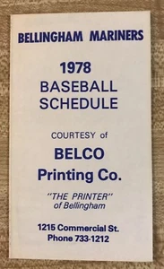 1978 Bellingham Mariners Baseball Schedule - Picture 1 of 4
