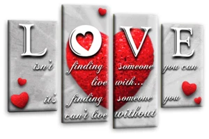 Large Love Heart Quote Art Print Red Silver Grey Live Laugh Framed Canvas - Picture 1 of 44