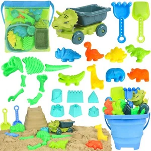 FUSPWEAO Beach Toys Dinosaur Sand Toys with Dump Truck and Collapsible Beach ... - Picture 1 of 6
