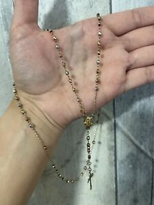 10K Mexican Tri-Color Gold Rosary / Rosario