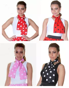 Damas Niñas Lunares Años 50 Estilo Grasa Elegante Vestido Solo Cuello Corbata Cabeza Bufanda - Imagen 1 de 1