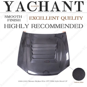 CARBON nsm-Style Hood Cover For 99-02 Nissan Skyline R34 GTT Front Bonnet - Picture 1 of 22