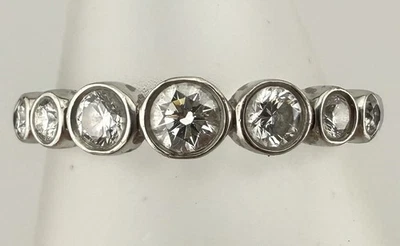 TIFFANY & CO PLATINUM 950 DIAMOND GRADUATED SZ 5.5 JAZZ BAND RING W BAG BOX K67B - Image 1 of 4