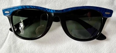 Occhiali da sole classici e vintage B&L Ray-Ban Wayfarer montatura blu #65-reg - Immagine 1 di 4