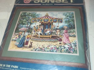 Sunset A Walk In The Park Carousel Horse Needlepoint Kit - Picture 1 of 5