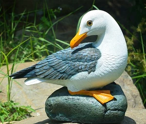 Real Seagull Outdoor Statue,Garden Bird Sculpture,Beach Statue Decor,Resin An... - Picture 1 of 8